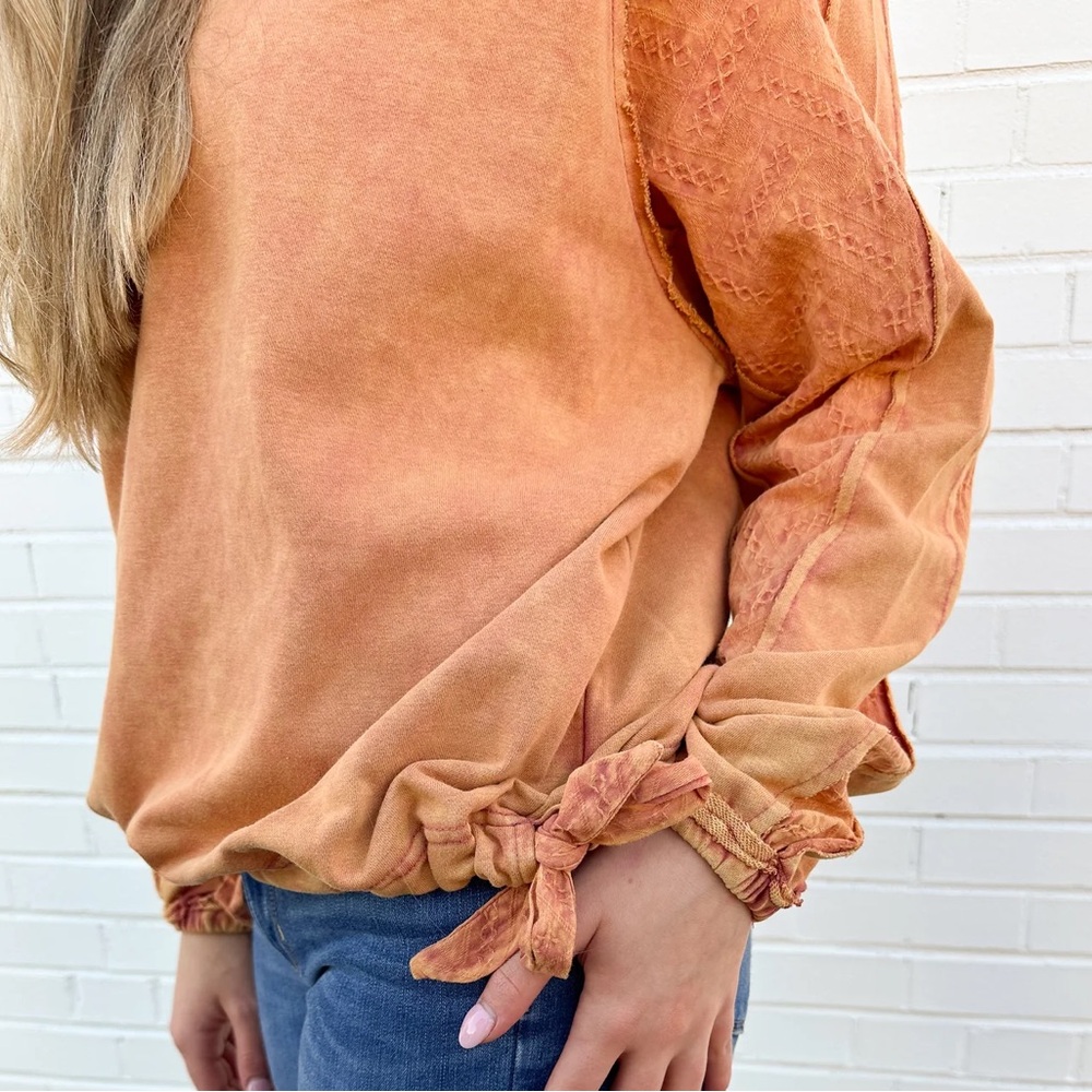 EUC🧡Oli & Hali Mineral Washed Side Tie Sweatshirt Small Rust - Picture 3 of 8
